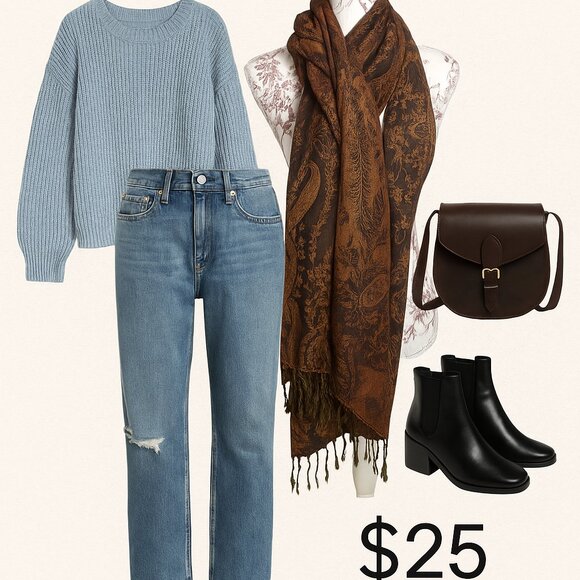 Elegant Boho Paisley Shawl Scarf Wrap – Autumn Chic - Picture 9 of 9